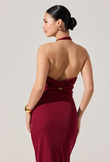 ASTR Zaira Ruched Halter Midi Dress