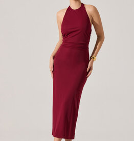 ASTR Zaira Ruched Halter Midi Dress