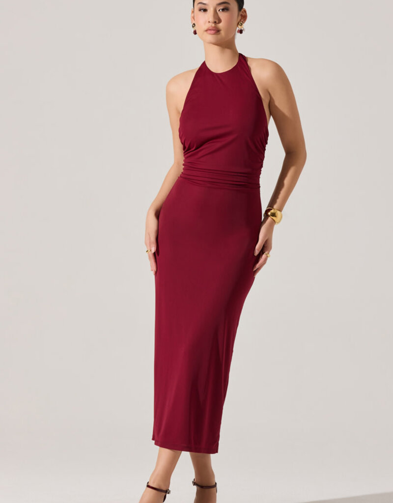 Zaira Ruched Halter Midi Dress