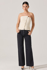 Moina Asymmetrical Strapless Tweed Top