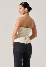 Moina Asymmetrical Strapless Tweed Top