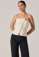Moina Asymmetrical Strapless Tweed Top