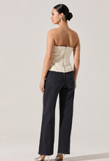 ASTR Moina Asymmetrical Strapless Tweed Top