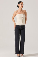 Moina Asymmetrical Strapless Tweed Top