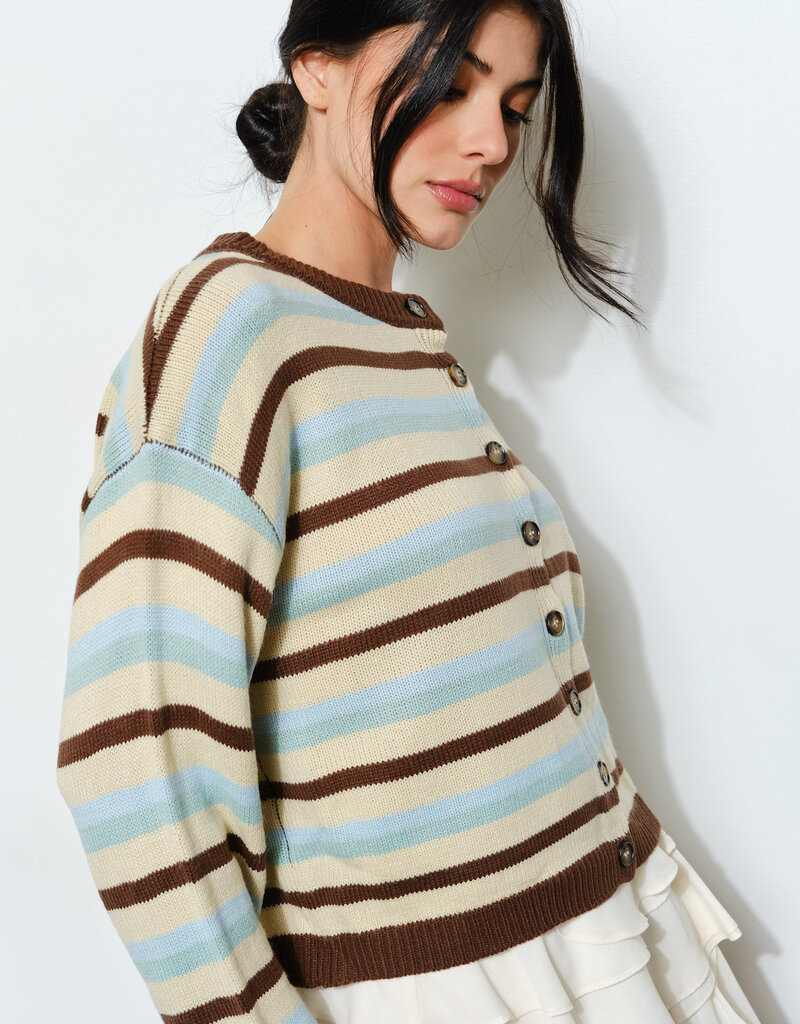 Retro Striped Cardigan Sweater