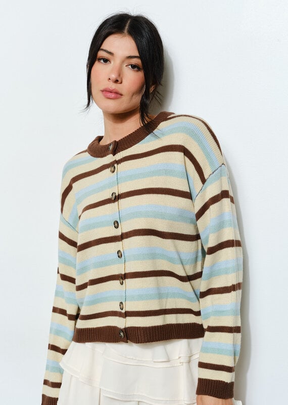 Retro Striped Cardigan Sweater