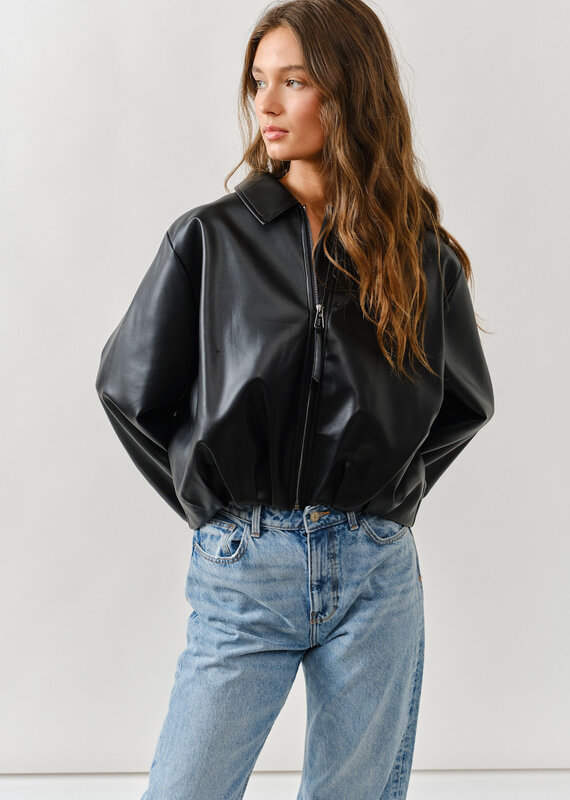Jesse Jo Oversized Vegan Leather Bomber Jacket