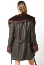 Faux Leather Fur Trim Jacket