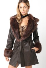Faux Leather Fur Trim Jacket