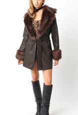 Faux Leather Fur Trim Jacket