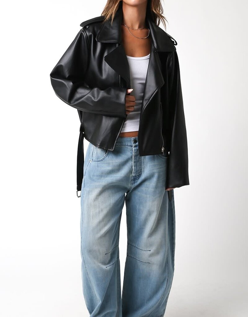 Stark Faux Leather Biker Jacket