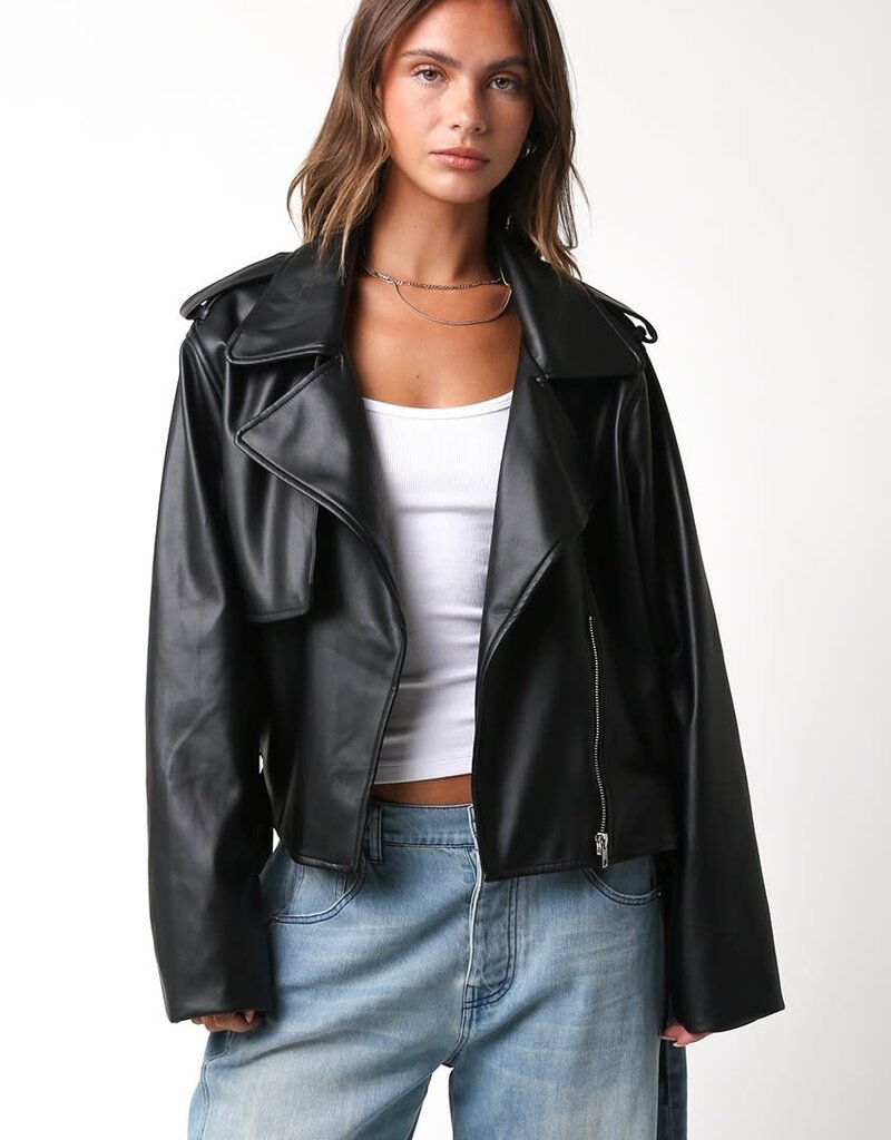 Stark Faux Leather Biker Jacket