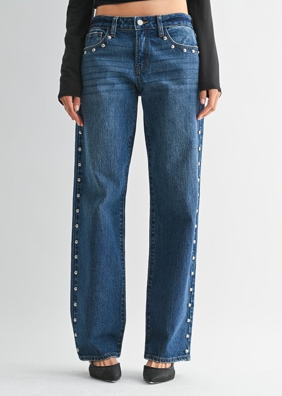 Low Rise Studded Baggy Jeans