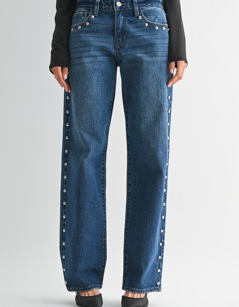 Low Rise Studded Baggy Jeans