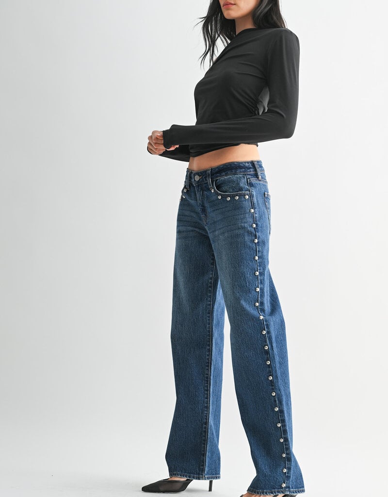 Low Rise Studded Baggy Jeans