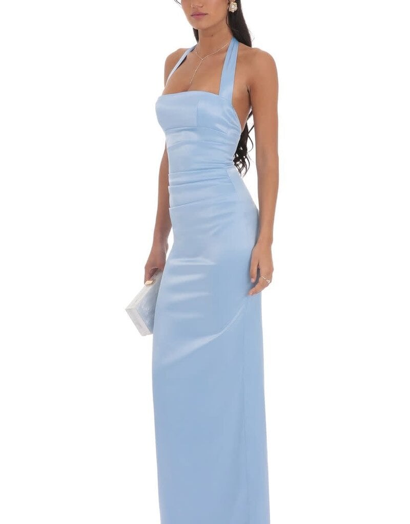 Lucy In The Sky Satin Halter Maxi Dress
