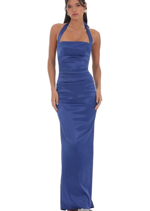 Lucy In The Sky Satin Halter Maxi Dress