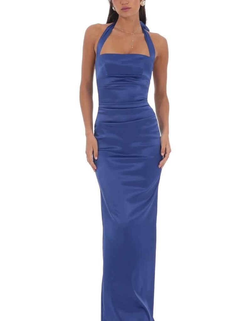 Lucy In The Sky Satin Halter Maxi Dress
