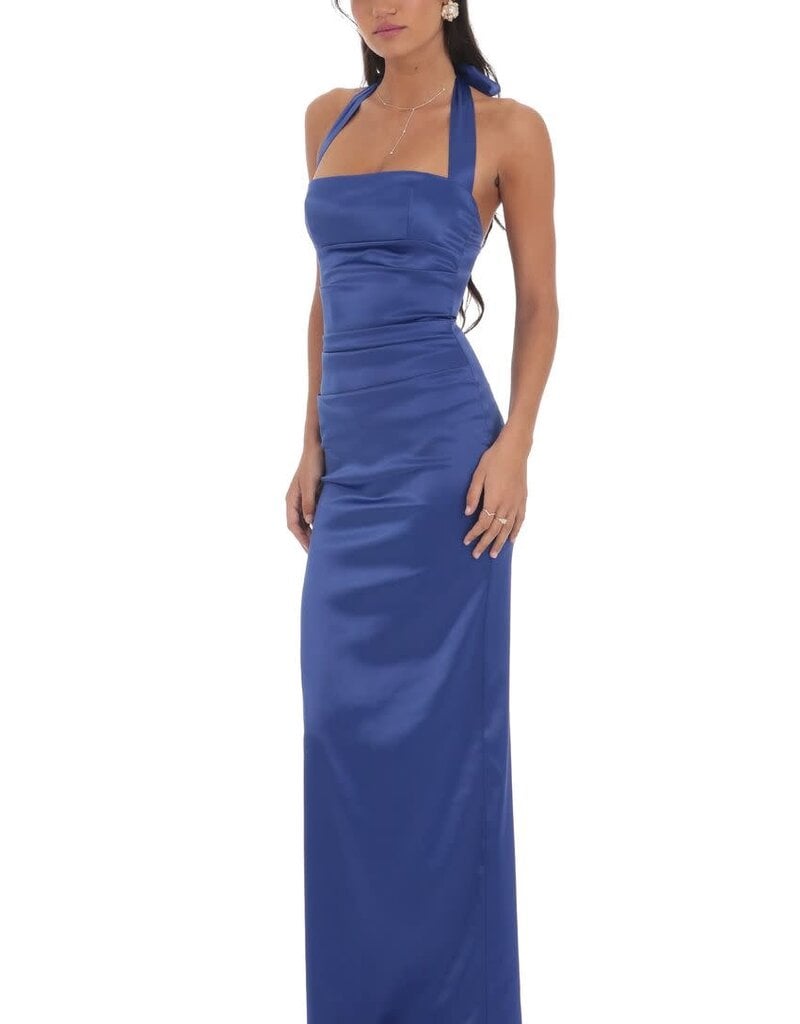 Lucy In The Sky Satin Halter Maxi Dress