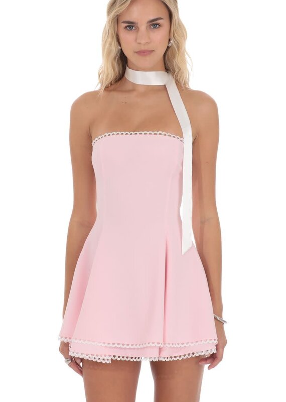 Lucy In The Sky Satin Scarf Strapless Mini Dress