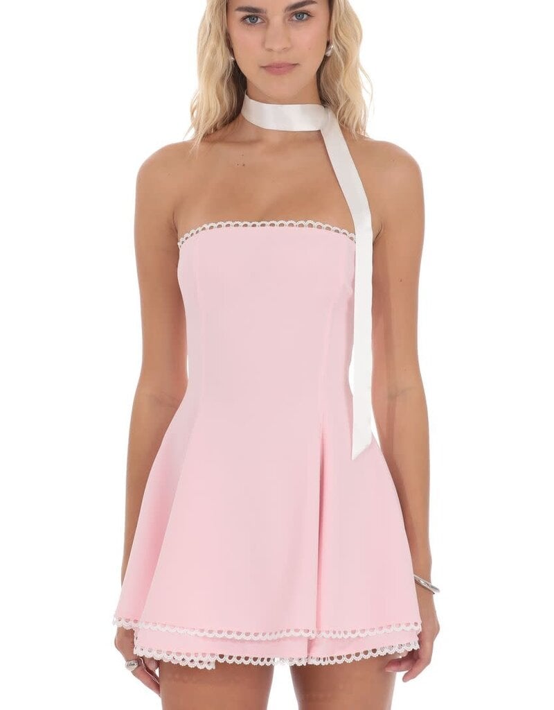 Lucy In The Sky Satin Scarf Strapless Mini Dress