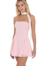 Lucy In The Sky Satin Scarf Strapless Mini Dress