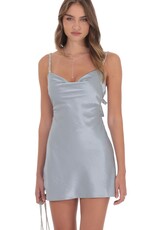 Lucy In The Sky Rhinestone Strap Satin Mini Dress