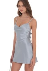 Lucy In The Sky Rhinestone Strap Satin Mini Dress