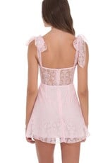Lucy In The Sky Motif Shoulder Tie A Line Mini Dress