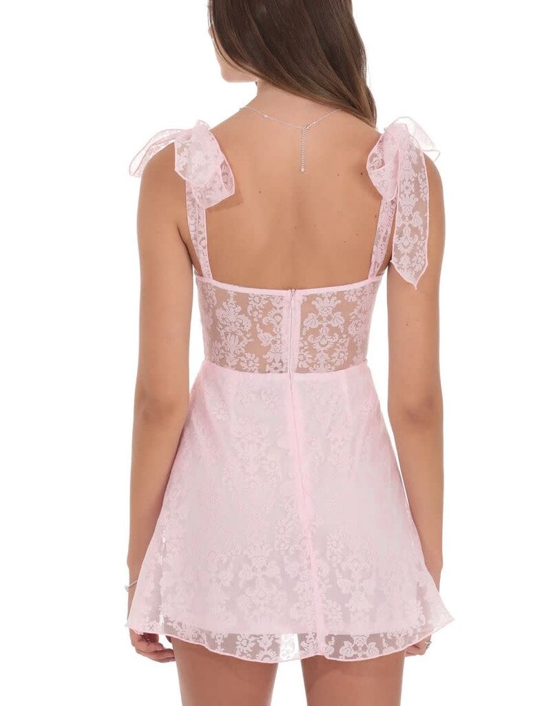 Lucy In The Sky Motif Shoulder Tie A Line Mini Dress