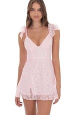 Lucy In The Sky Motif Shoulder Tie A Line Mini Dress