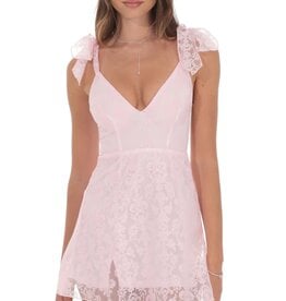 Lucy In The Sky Motif Shoulder Tie A Line Mini Dress