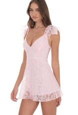 Lucy In The Sky Motif Shoulder Tie A Line Mini Dress
