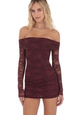 Lucy In The Sky Off Shoulder Long Sleeve Lace Mini Dress