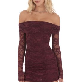 Lucy In The Sky Off Shoulder Long Sleeve Lace Mini Dress
