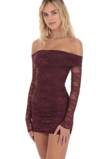Lucy In The Sky Off Shoulder Long Sleeve Lace Mini Dress