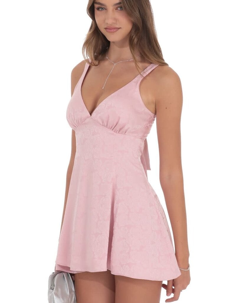 Lucy In The Sky Floral Jacquard Bow Tie Mini Dress