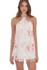 Lucy In The Sky Floral Sequin Halter Shift Mini Dress