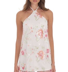 Lucy In The Sky Floral Sequin Halter Shift Mini Dress
