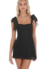 Lucy In The Sky Rosette Shoulder Tie Mini Dress