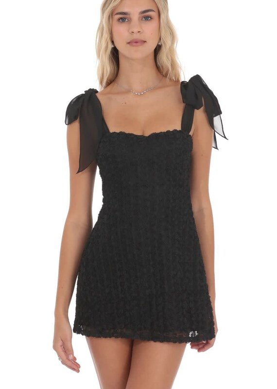 Lucy In The Sky Rosette Shoulder Tie Mini Dress