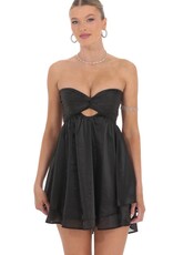Lucy In The Sky Sheen Cutout Babydoll Mini Dress