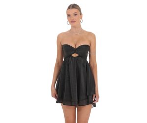 Sheen Cutout Babydoll Mini Dress - SPLASH