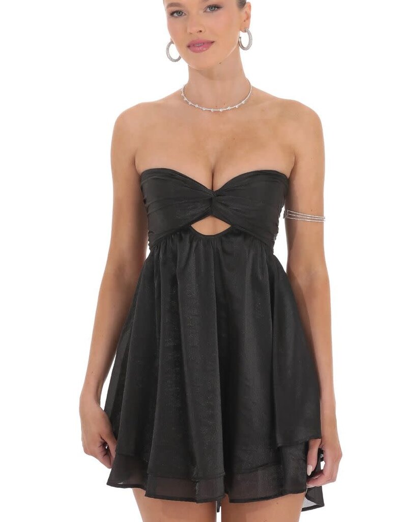 Lucy In The Sky Sheen Cutout Babydoll Mini Dress