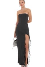 Lucy In The Sky Strapless Ruffle Slit Maxi Dress