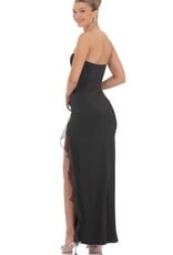 Lucy In The Sky Strapless Ruffle Slit Maxi Dress