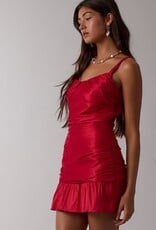 Lux Solid Ruched Mini Dress