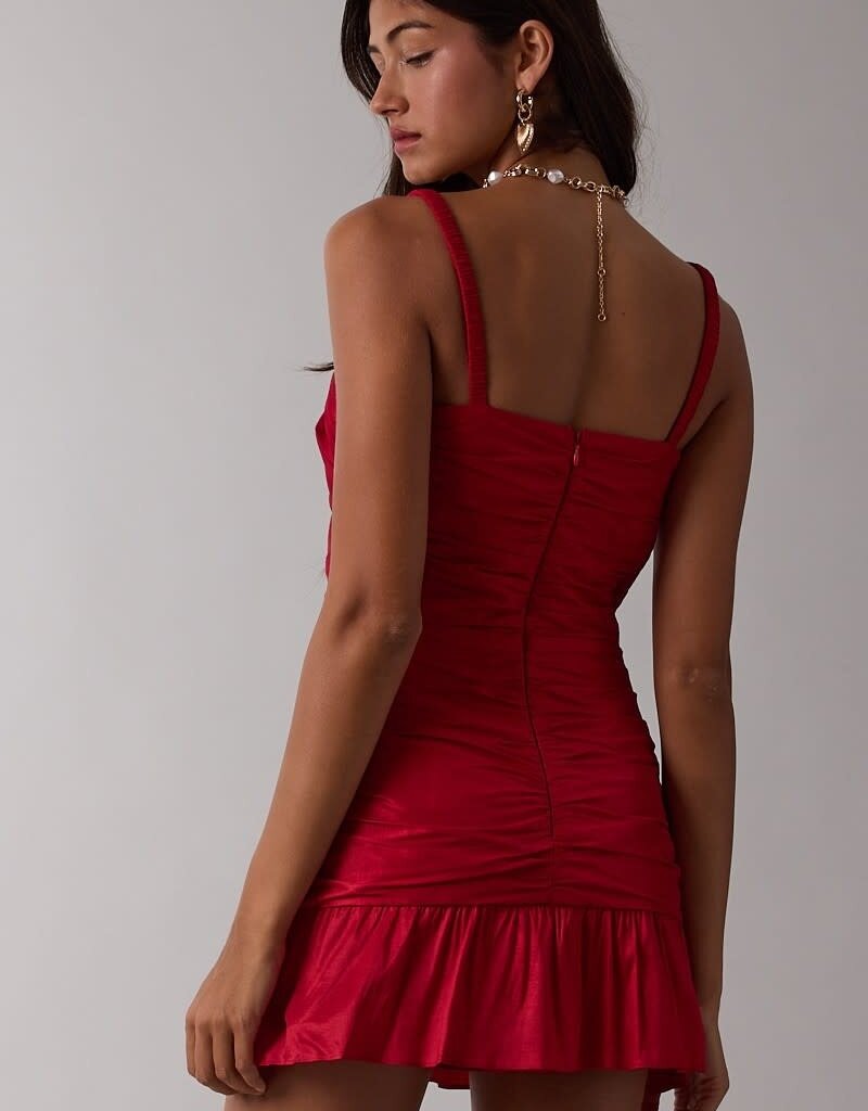 Lux Solid Ruched Mini Dress