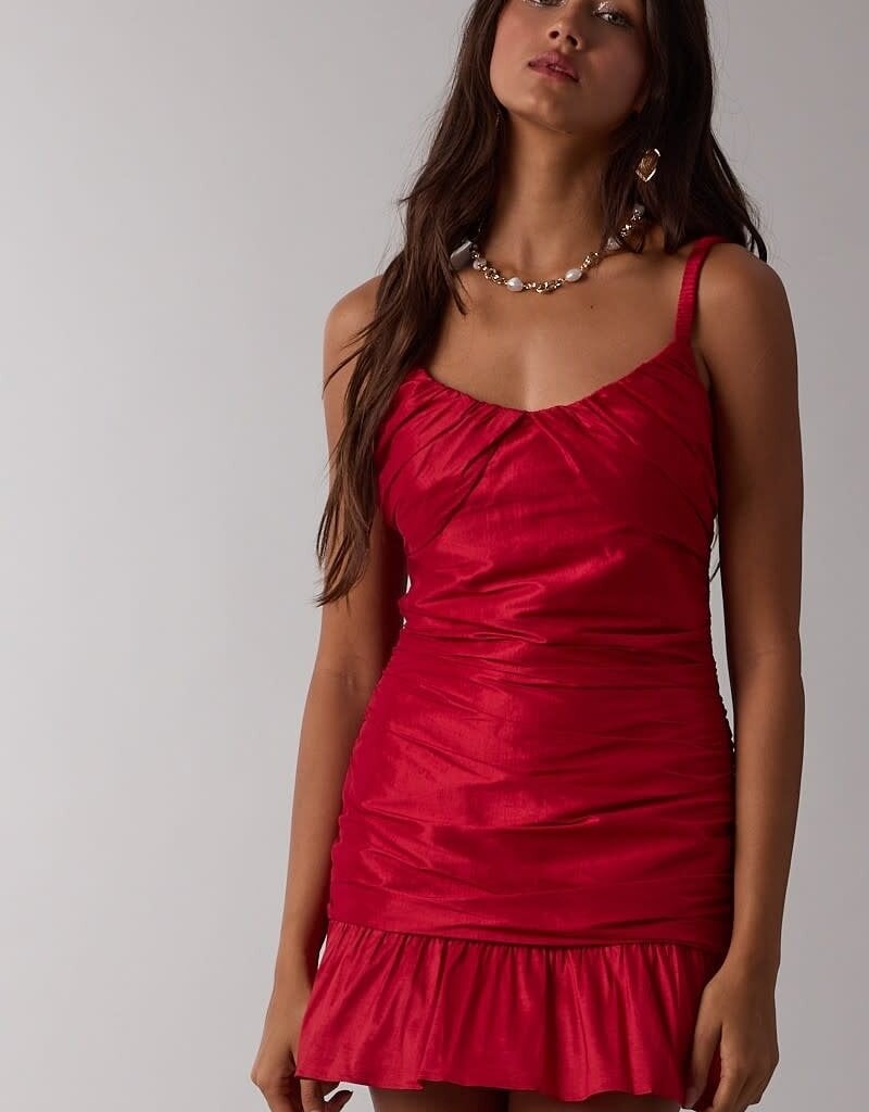 Lux Solid Ruched Mini Dress
