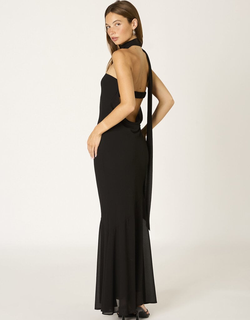 Chiffon Strapless Scarf Detail Maxi Dress